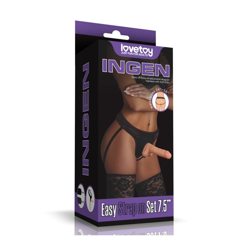 LoveToy Easy Strap On Set 7.5 – strap-on dildo z jądrami