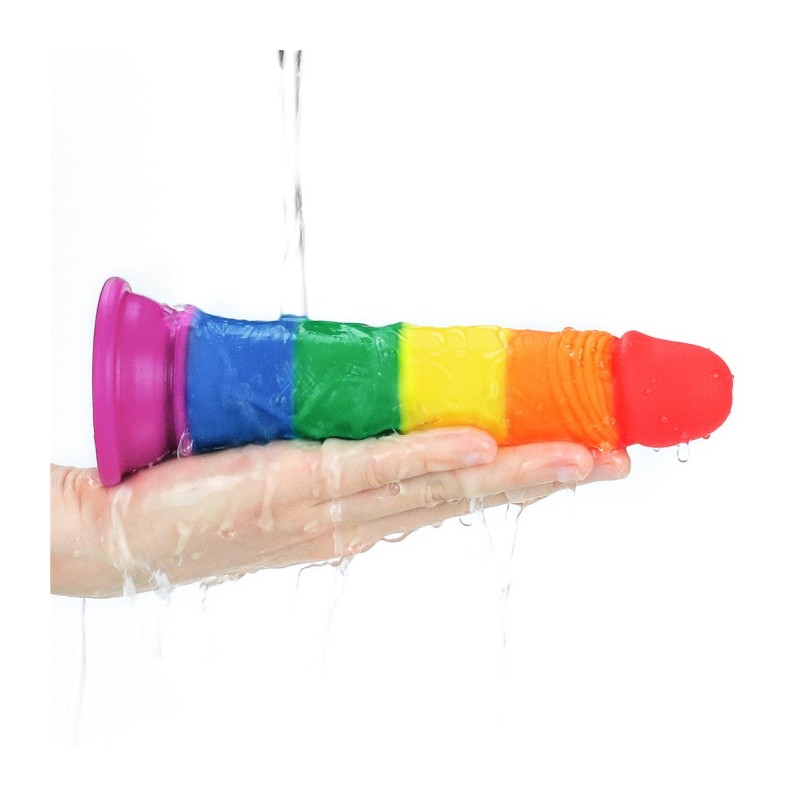 LoveToy Prider – dildo z przyssawką, tęczowe 18,5cm