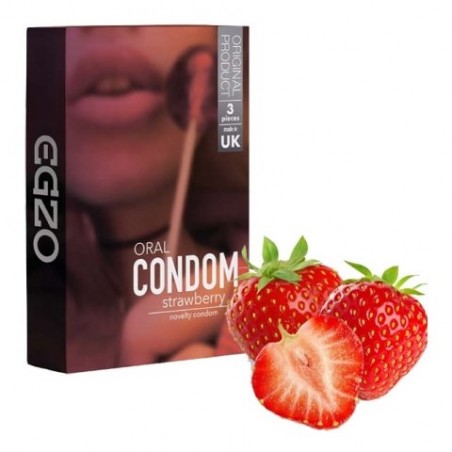EGZO Oral Strawberry 3 szt. - prezerwatywy truskawkowe
