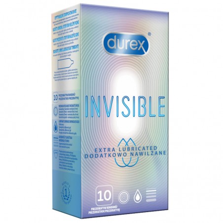 Durex Invisible Extra Nawilżane 10 szt. - prezerwatywy