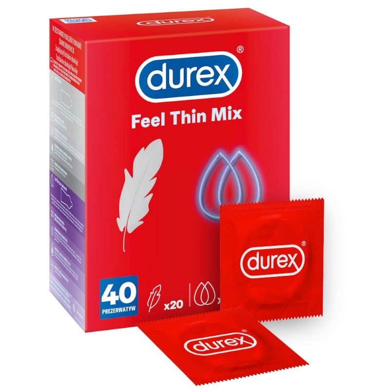 Durex Feel Thin Mix 40 szt. - prezerwatywy cienkie