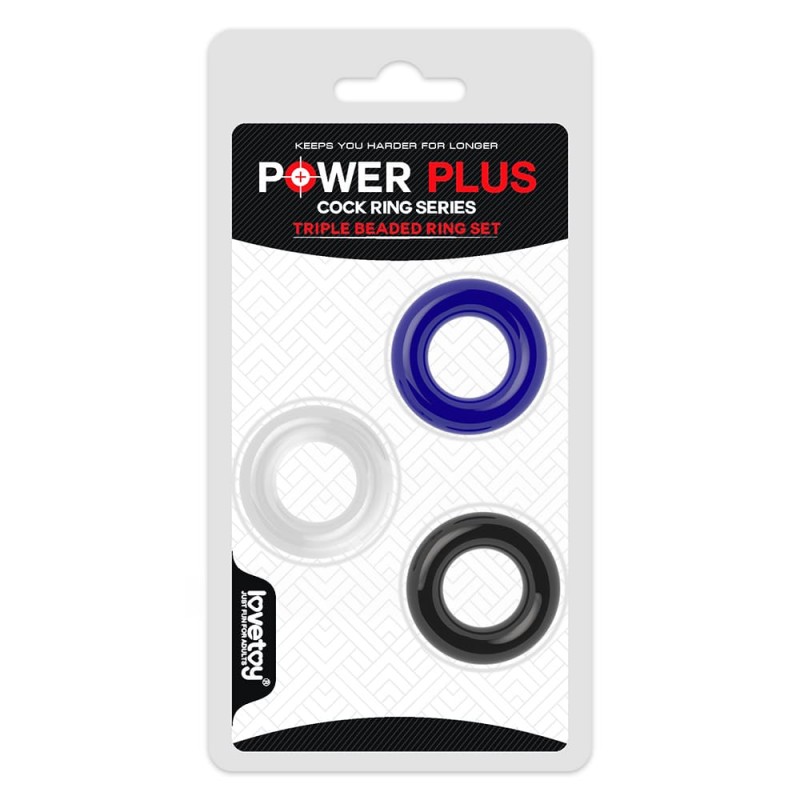 LoveToy Power Plus Cock Ring Series 1 - pierścień erekcyjny na penisa zestaw 3 szt.
