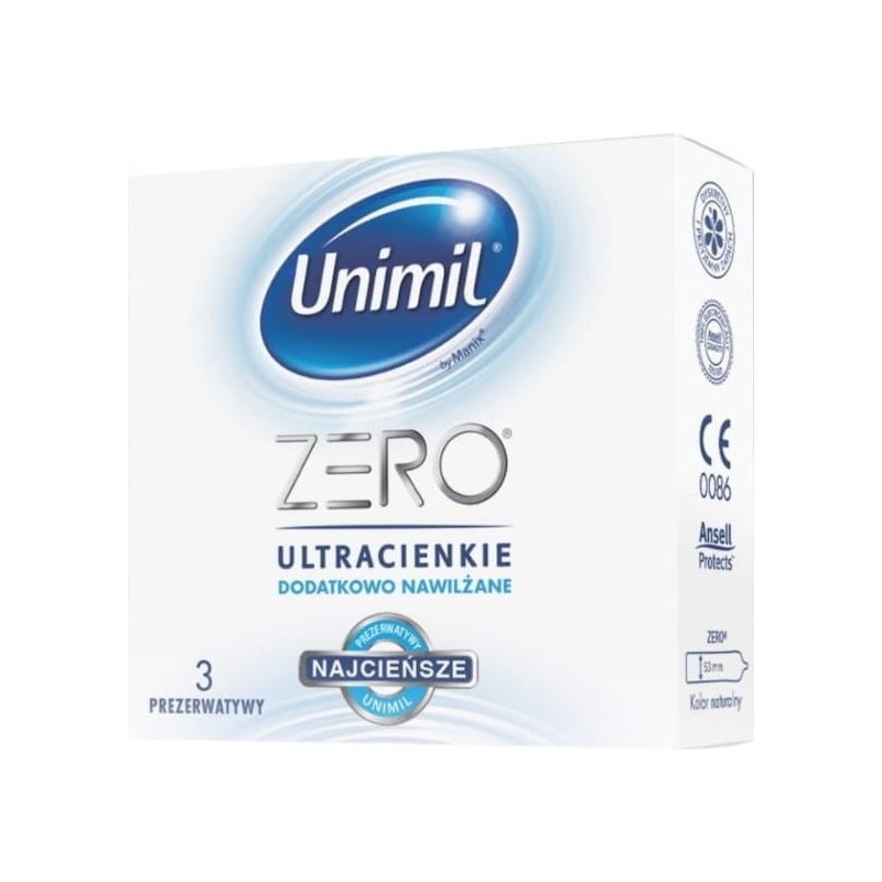 Unimil ZERO 3 szt. - prezerwatywy ultracienkie