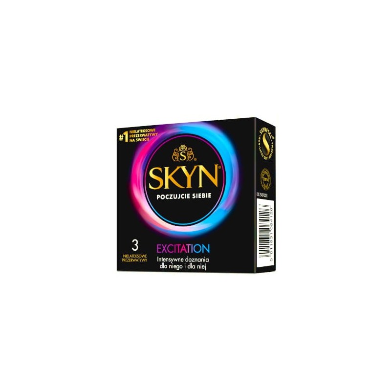 SKYN Excitation 3 szt. - prezerwatywy nielateksowe stymulujące
